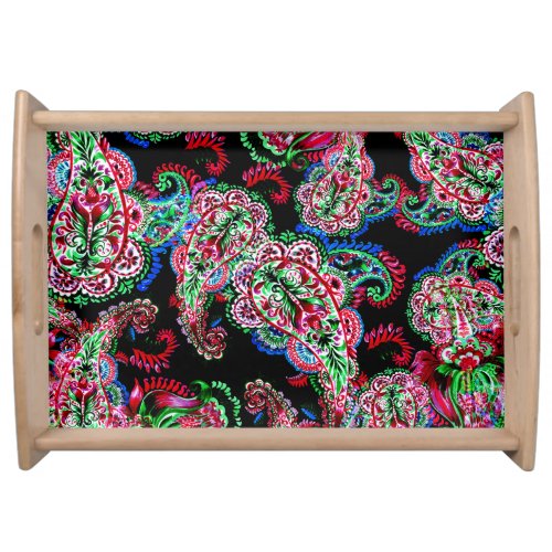 Paisley Floral Pattern Ethnic Background Serving Tray