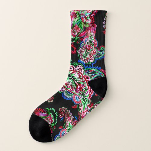 Paisley Floral Pattern Ethnic Background Socks