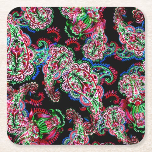 Paisley Floral Pattern Ethnic Background Square Paper Coaster