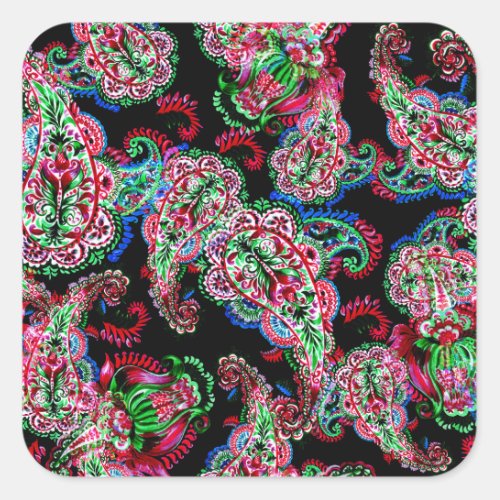 Paisley Floral Pattern Ethnic Background Square Sticker
