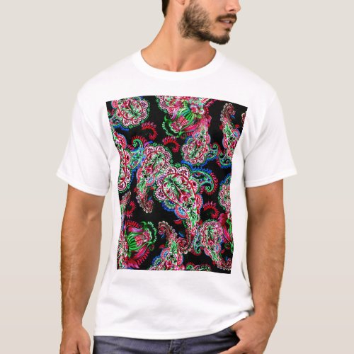 Paisley Floral Pattern Ethnic Background T_Shirt