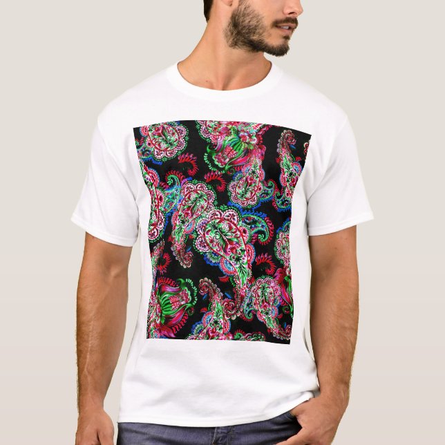 Paisley Floral Pattern, Ethnic Background. T-Shirt (Front)