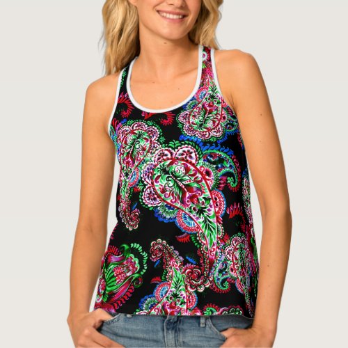 Paisley Floral Pattern Ethnic Background Tank Top