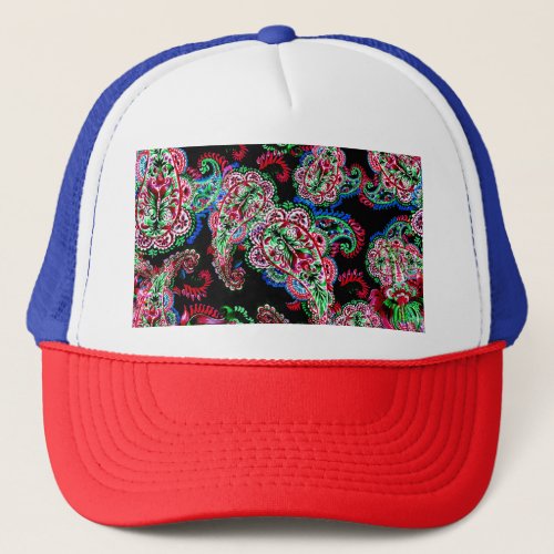 Paisley Floral Pattern Ethnic Background Trucker Hat