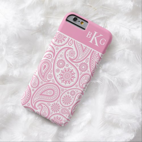 Paisley Floral Pattern & Monogram | Pink Barely There iPhone 6 Case