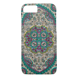 Paisley floral pattern teal silver pink bohemian iPhone 8/7 case