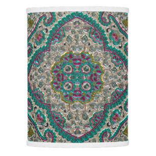 Paisley floral pattern teal silver pink bohemian lamp shade