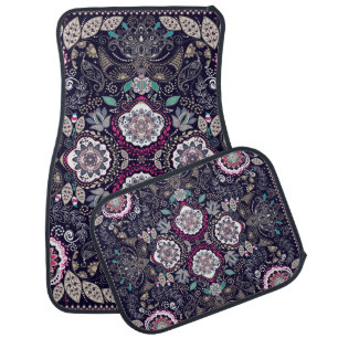 Paisley floral, square pocket design. car floor mat