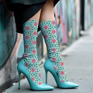 Paisley Flower Chic Pastel Green Floral Pattern Socks
