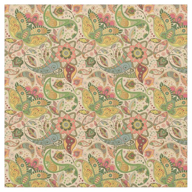 Paisley Flower Fabric | Elegant Floral Design (Close Up)