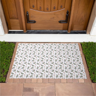 Paisley Flowers Dots Pattern Green Purple Pink Doormat