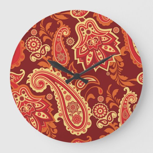 Paisley flowers ornamental seamless pattern large clock