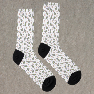 Paisley Flowers Polka Dots Green Pink Purple Socks