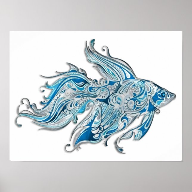 Paisley Flowing Fish Poster (Front)