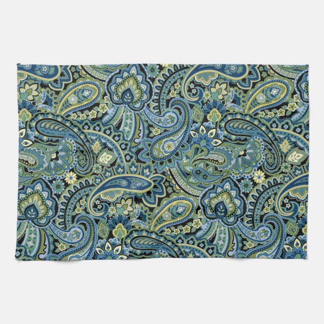 Paisley Forest Green Kitchen Towels (Horizontal)