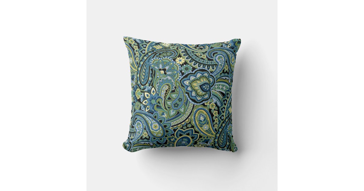 Paisley Forest Green Throw Pillow
