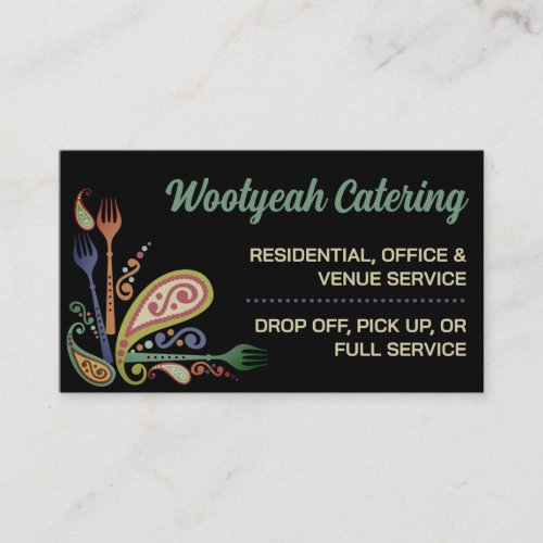paisley forks cooking catering culinary business c business card template