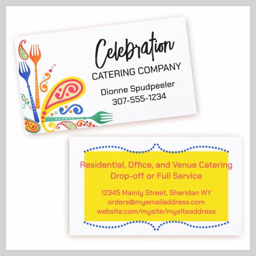 paisley forks cooking catering culinary business c business card templates