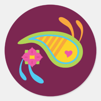 Paisley Fun Classic Round Sticker
