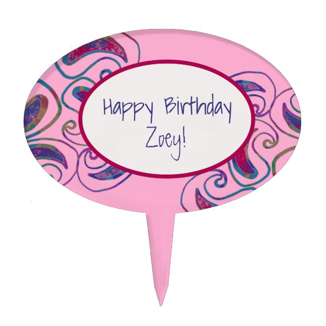 Paisley Fun Design Cake Topper (Front)