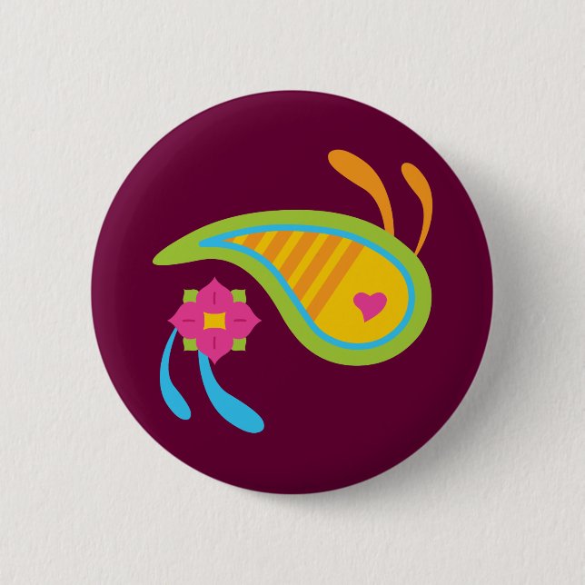 Paisley Fun Pinback Button (Front)