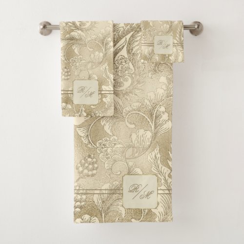 Paisley Garden Floral Monogram GoldGold ID750 Bath Towel Set