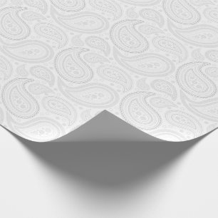 Paisley Gray on White Wrapping Paper
