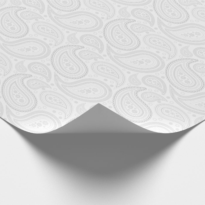 Paisley Gray on White Wrapping Paper