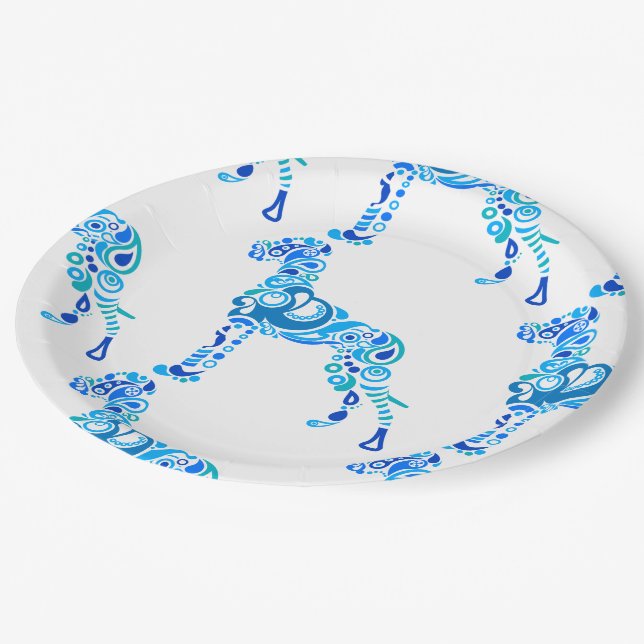 Paisley Great DAne Paper Plates (Angled)
