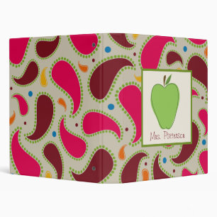 Paisley & Green Apple Teacher Binder