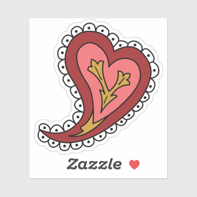 Paisley Heart Contour Sticker (Sheet)
