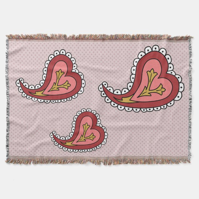 Paisley Heart Throw Blanket (Front)