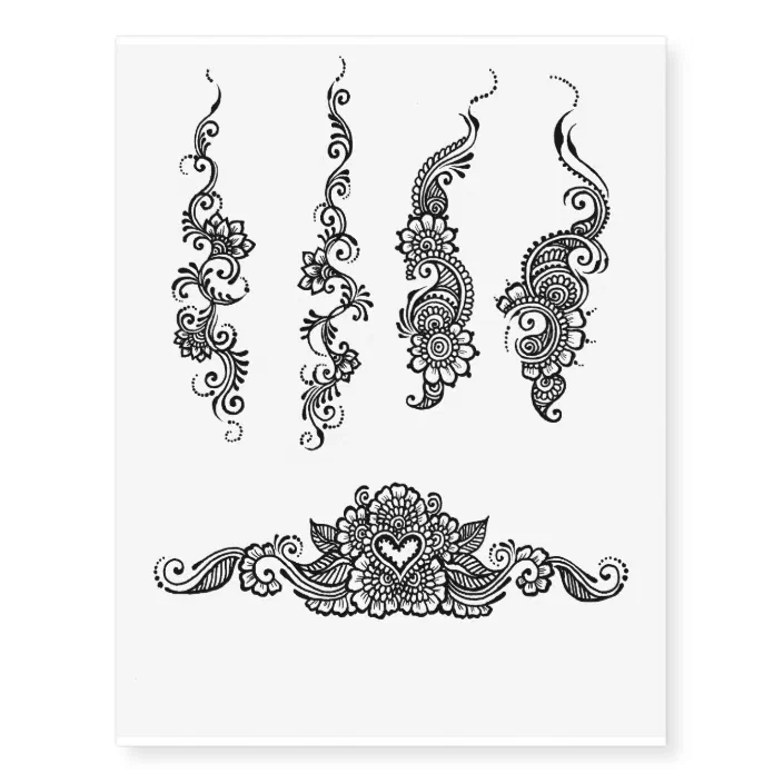 personalized paisley henna design temporary tattoo sheet zazzle com