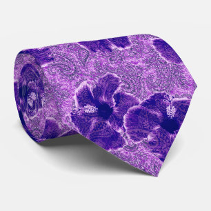 Paisley Hibiscus Hawaiian Retro Two-Sided Printed Neck Tie
