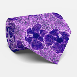 Paisley Hibiscus Retro Single-side Printed Neck Tie