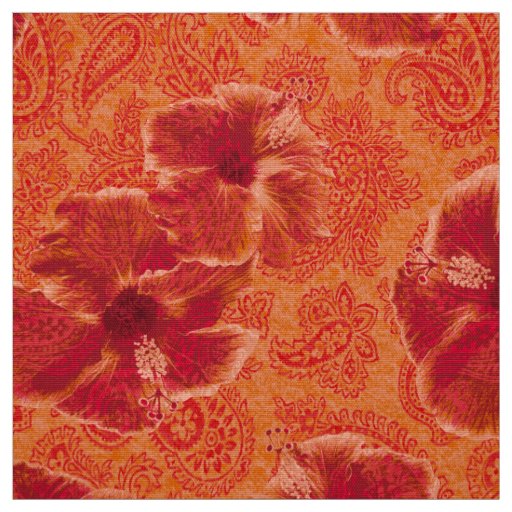 Paisley Hibiscus Vintage Psychedelic Floral Fabric