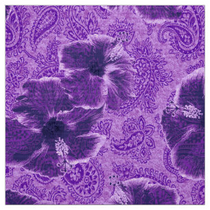 Paisley Hibiscus Vintage Psychedelic Floral Fabric