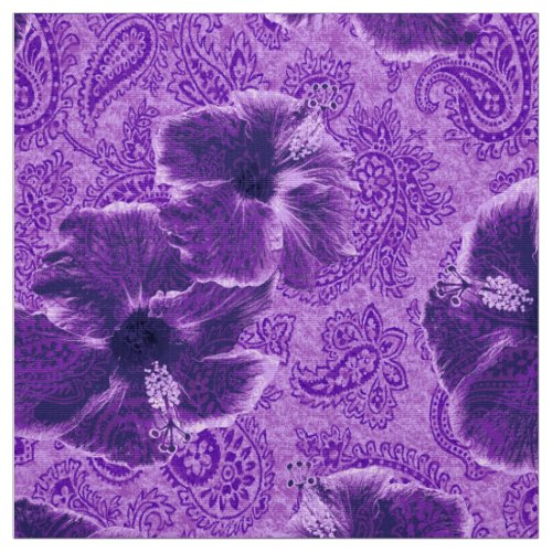 Paisley Hibiscus Vintage Psychedelic Floral Fabric