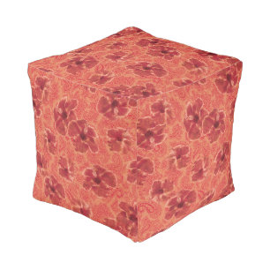 Paisley Hibiscus Vintage Psychedelic Floral Pouf