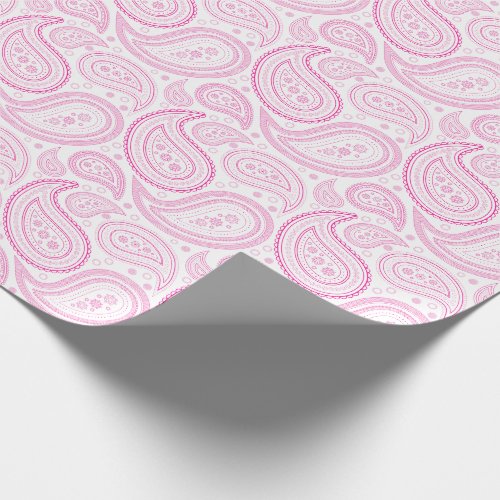 Paisley Hot Pink on White Wrapping Paper