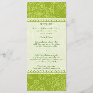 Paisley Impression in Green Menu Rack Card
