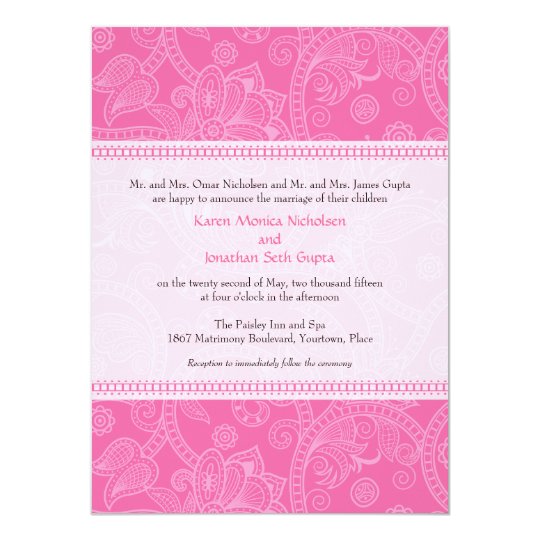 Paisley Impression in Pink Wedding Invitation