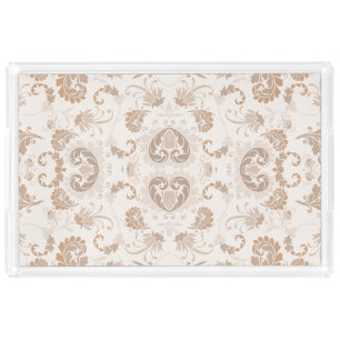 Paisley in Beige Aesthetic Modern Tan Brown Acrylic Tray