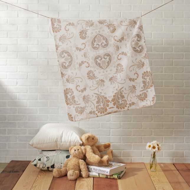 Paisley in Beige Aesthetic Modern Tan Brown Baby Blanket (In Situ)