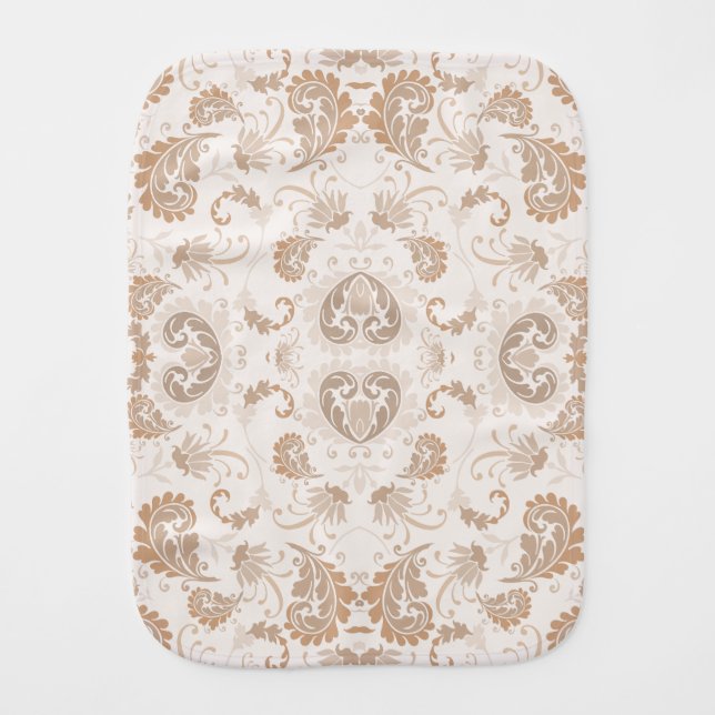 Paisley in Beige Aesthetic Modern Tan Brown Baby Burp Cloth (Front)