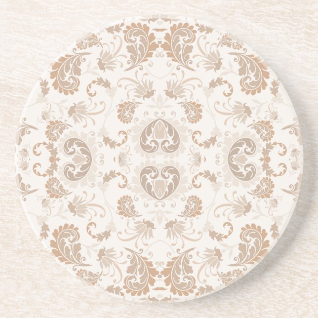 Paisley in Beige Aesthetic Modern Tan Brown Coaster (Front)