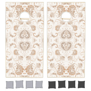 Paisley in Beige Aesthetic Modern Tan Brown Cornhole Set