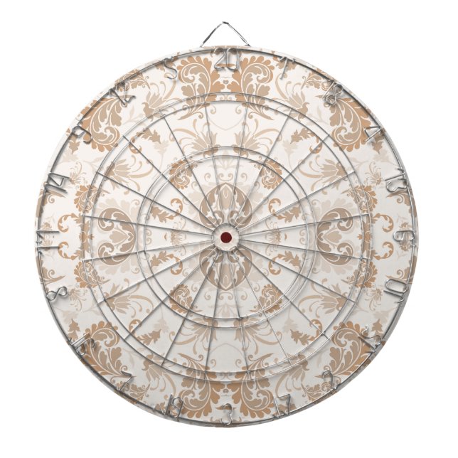 Paisley in Beige Aesthetic Modern Tan Brown Dart Board (Front)