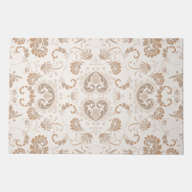 Paisley in Beige Aesthetic Modern Tan Brown Doormat (Front)
