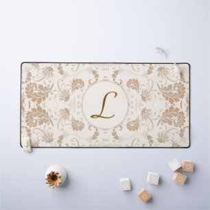 Paisley in Beige Aesthetic Modern Tan Brown Init. Desk Mat